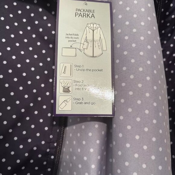 Catherines Ultimate Packable Parka - Womens Size 4XL - Navy w/White Polka Dots - Picture 6 of 11